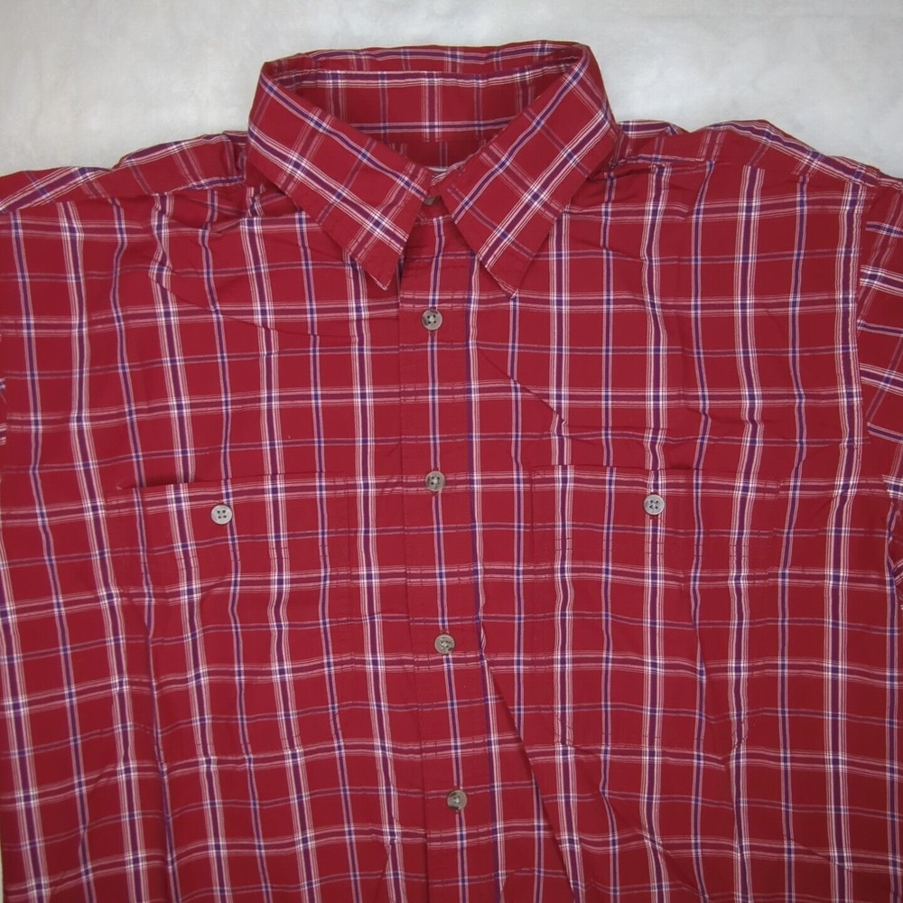Wrangler Shirt‎ Mens L Red Plaid Rugged Wear Long Sleeve Button Up